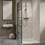 GRADE A1 - Triton Brushed Brass Push Button Thermostatic Mixer Bar Shower with Square Overhead & Handset