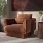 Brown Chenille Armchair with Cushion - Ramses 