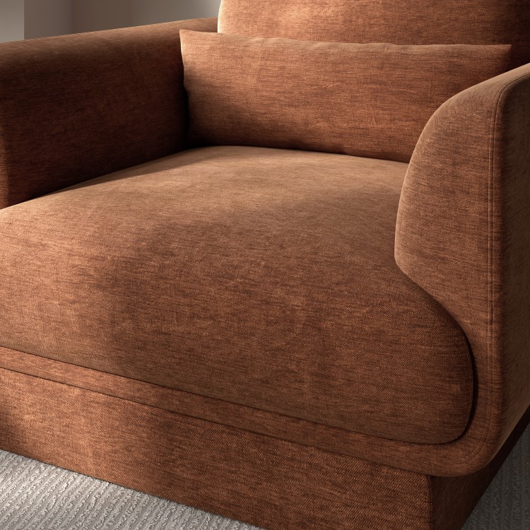 Brown Chenille Armchair with Cushion - Ramses 