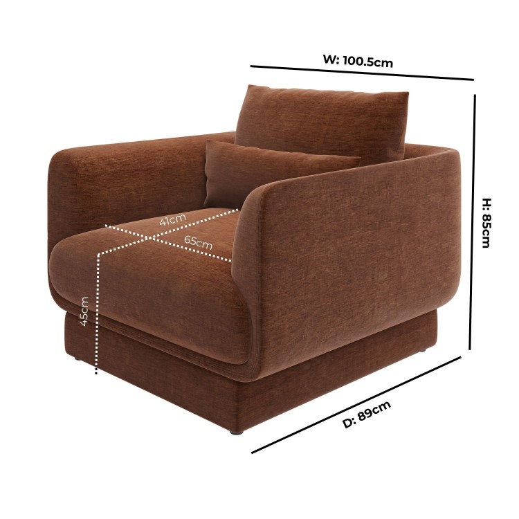 Brown Chenille Armchair with Cushion - Ramses 