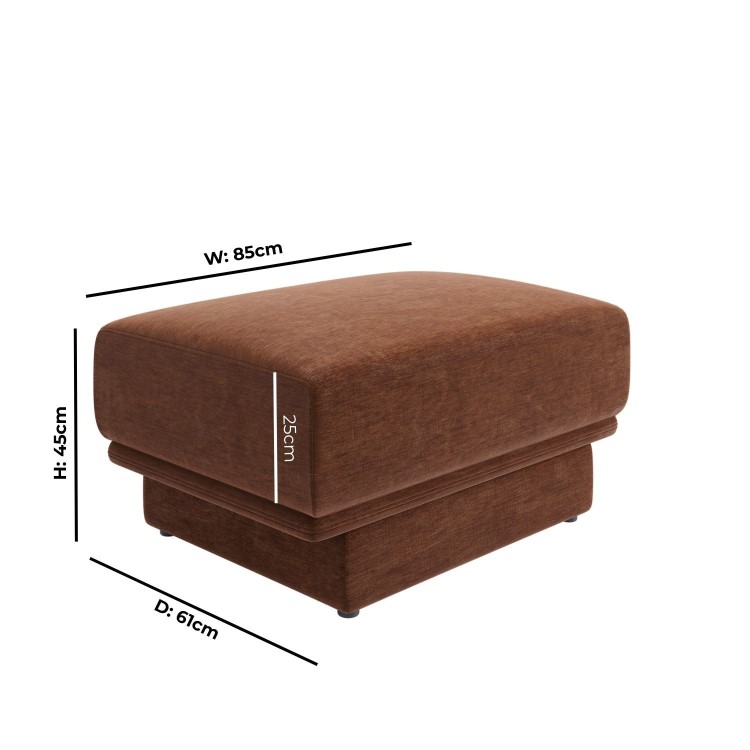 Brown Chenille Footstool - Ramses
