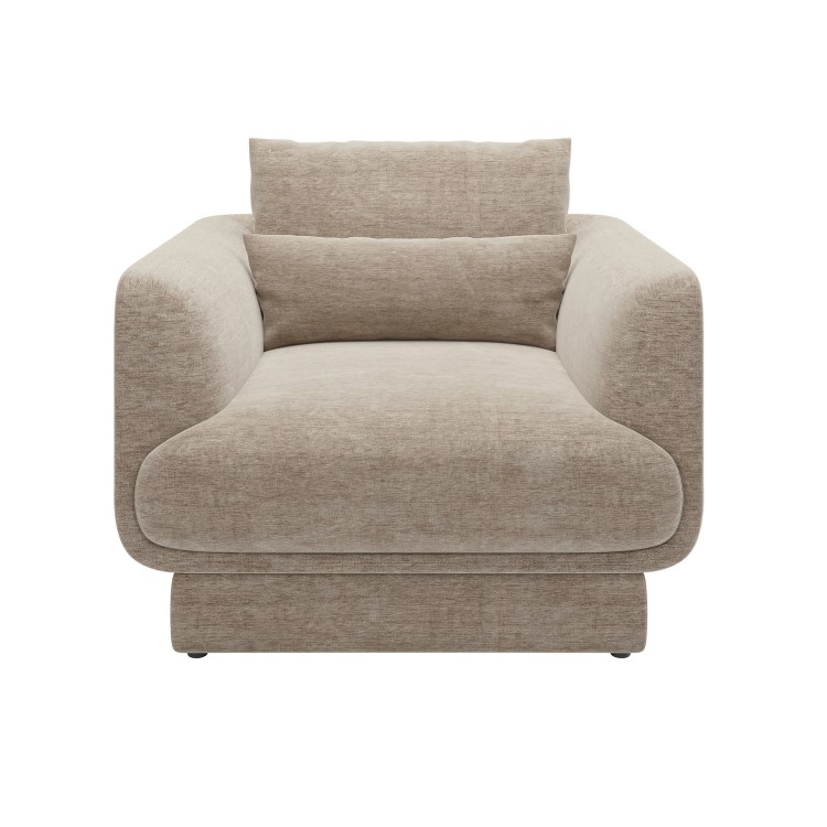 Beige Chenille Armchair with Cushion - Ramses 