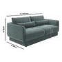 Blue Chenille 3-Seater Sofa - Ramses 
