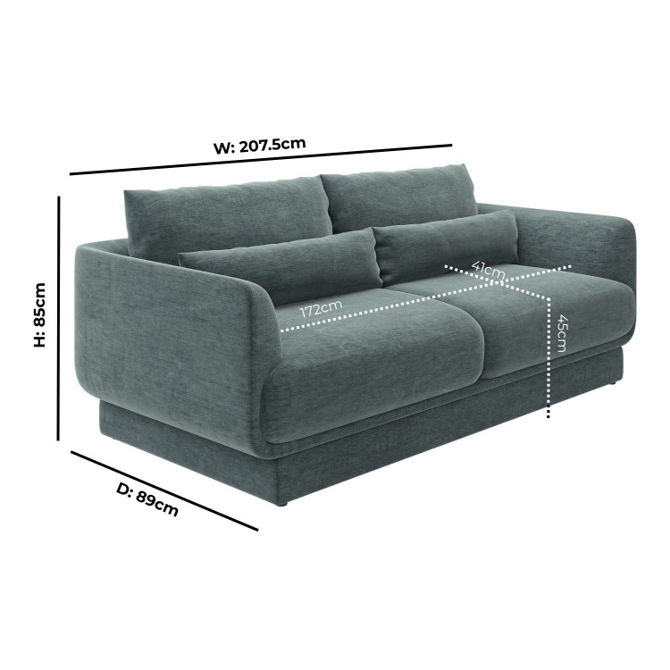 Blue Chenille 3-Seater Sofa - Ramses 