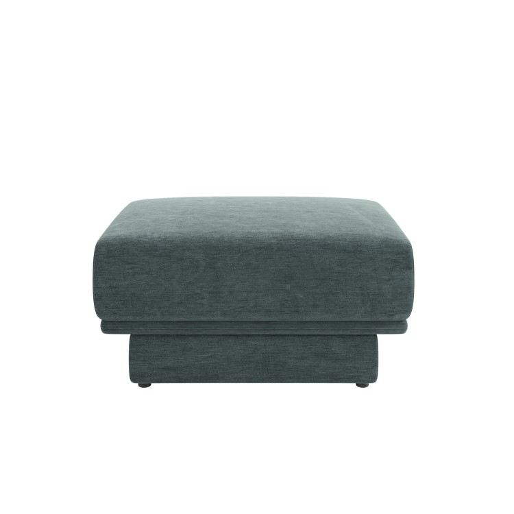 Blue Chenille Footstool - Ramses