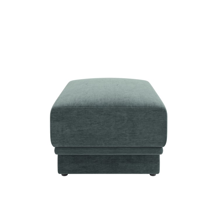 Blue Chenille Footstool - Ramses