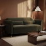 Khaki Green Velvet 3-Seater Sofa - Ramona