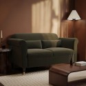 RNA002 Khaki Green Velvet 2-Seater Sofa - Ramona