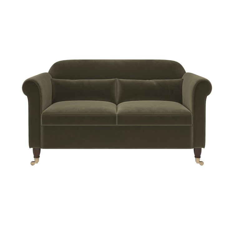 Khaki Green Velvet 2-Seater Sofa - Ramona