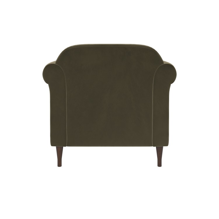 Khaki Green Velvet Traditional Armchair - Ramona
