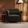 Khaki Green Velvet Armchair - Ramona