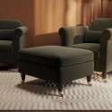 RNA004 Khaki Green Velvet Footstool - Ramona