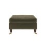 Khaki Green Velvet Footstool - Ramona