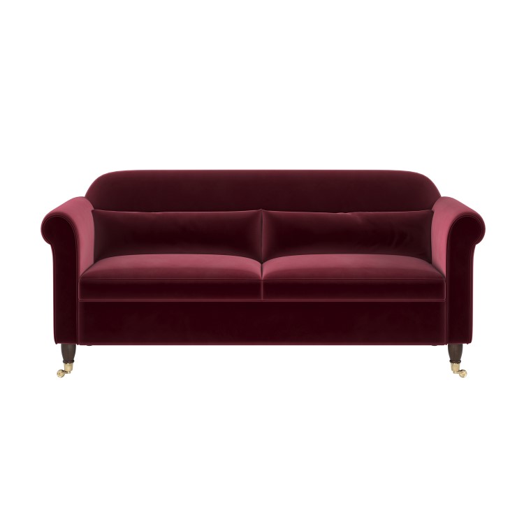 Burgundy Velvet 3-Seater Sofa - Ramona