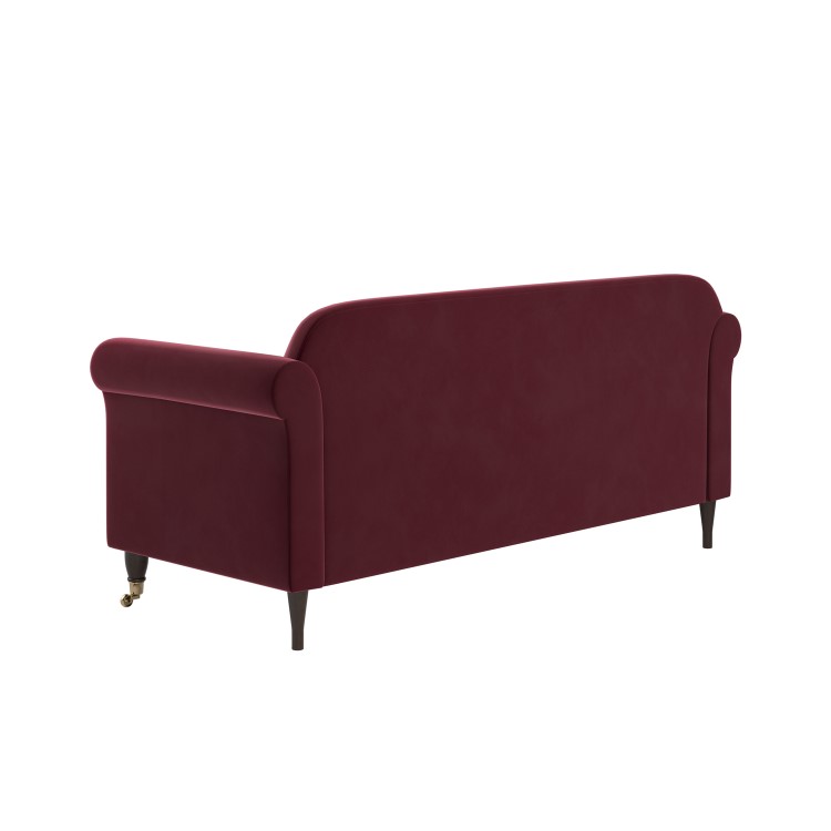 Burgundy Velvet 3-Seater Sofa - Ramona