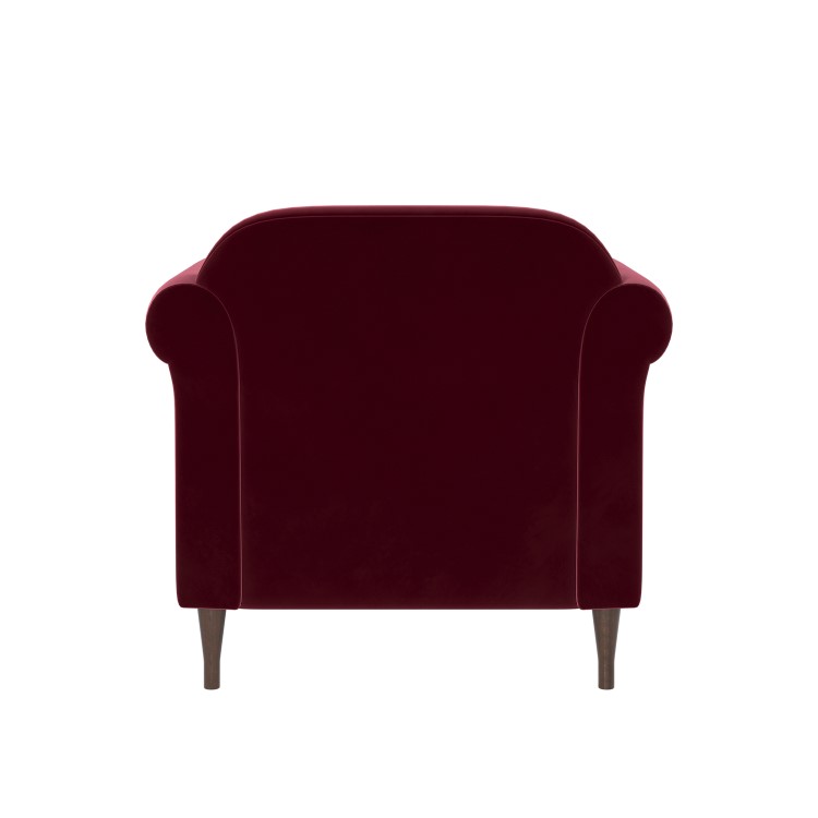 Burgundy Velvet Traditional Armchair - Ramona
