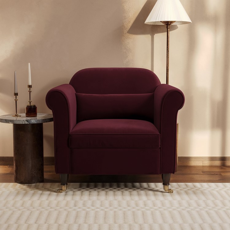 Burgundy Velvet Armchair - Ramona