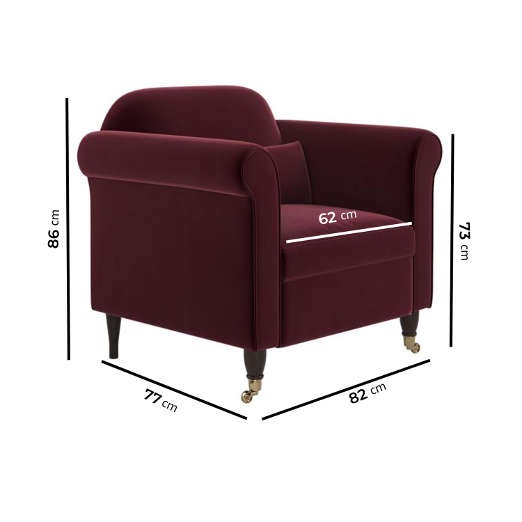 Burgundy Velvet Armchair - Ramona