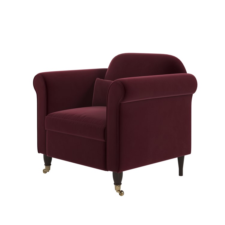 Burgundy Velvet Armchair - Ramona