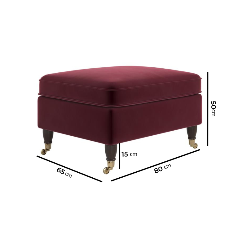 Burgundy Velvet Footstool - Ramona