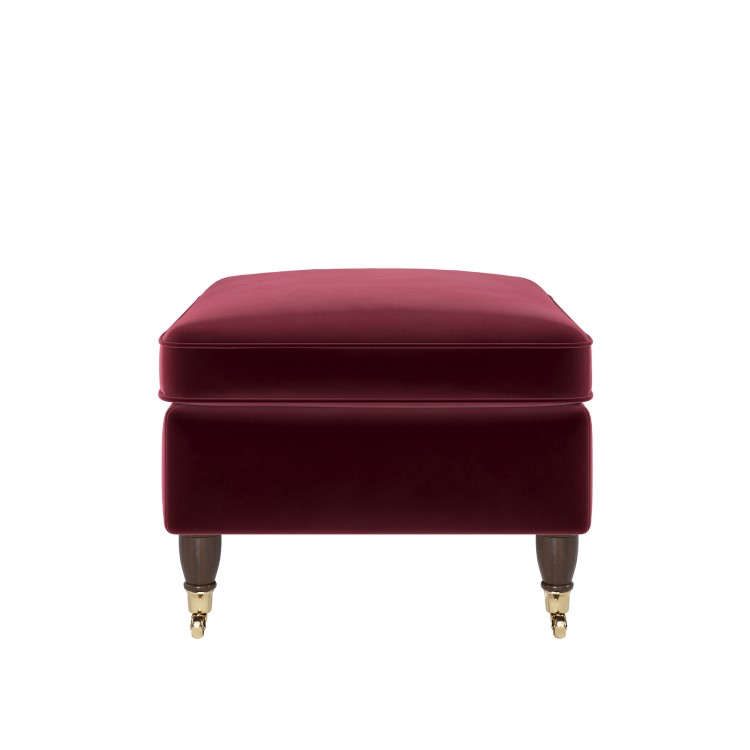 Burgundy Velvet Footstool - Ramona