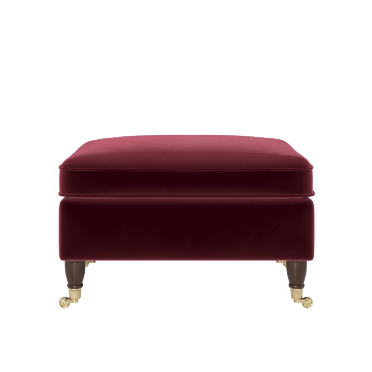 Burgundy Velvet Footstool - Ramona