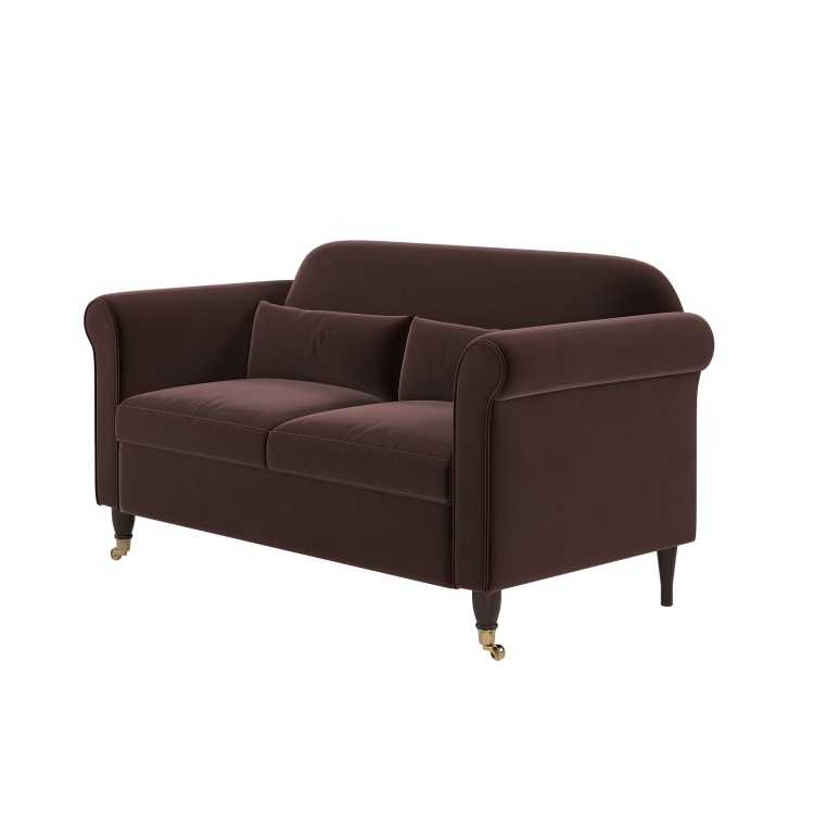 Chocolate Brown Velvet 2-Seater Sofa - Ramona