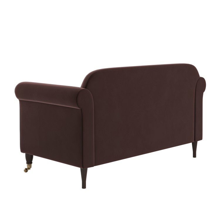 Chocolate Brown Velvet 2-Seater Sofa - Ramona