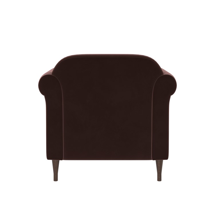 Chocolate Brown Velvet Traditional Armchair - Ramona