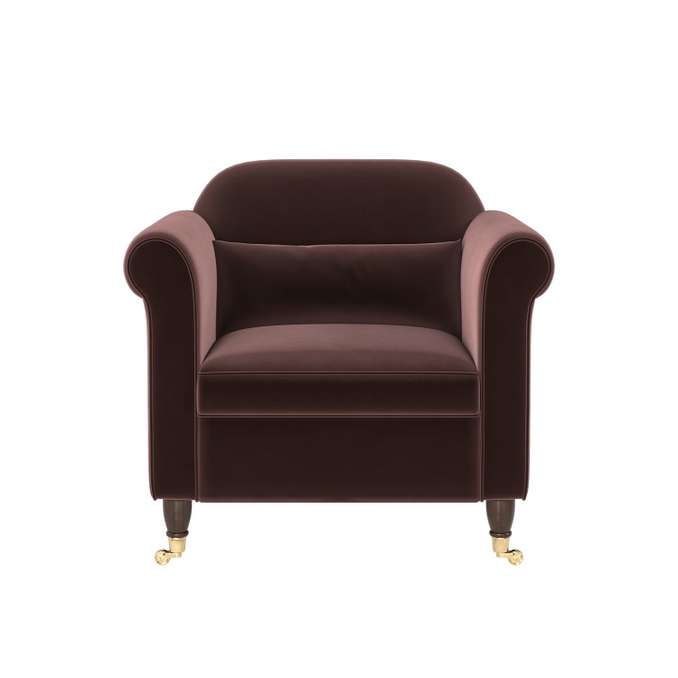 Chocolate Brown Velvet Armchair - Ramona