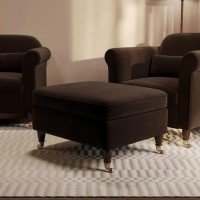 Chocolate Brown Velvet Footstool - Ramona