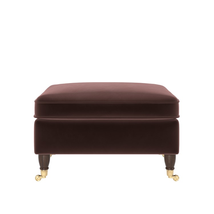 Chocolate Brown Velvet Footstool - Ramona