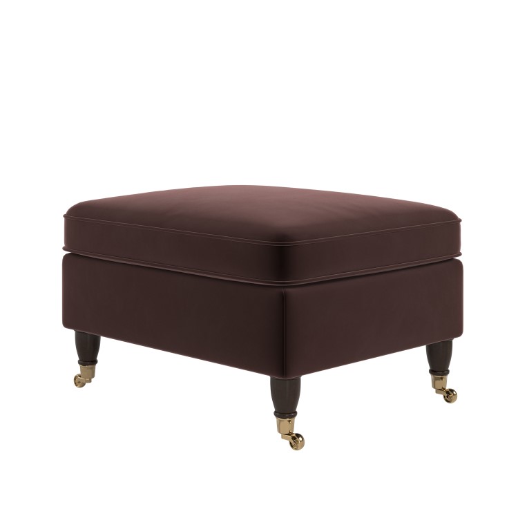 Chocolate Brown Velvet Footstool - Ramona