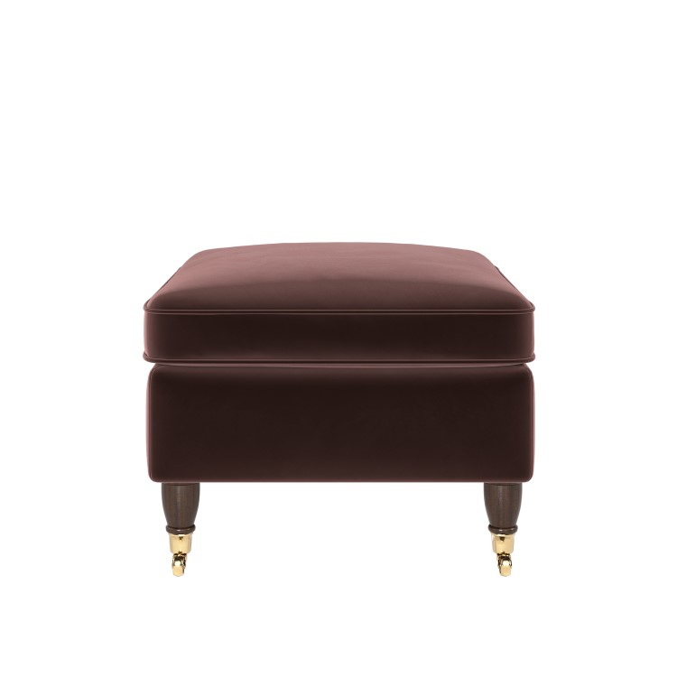 Chocolate Brown Velvet Footstool - Ramona