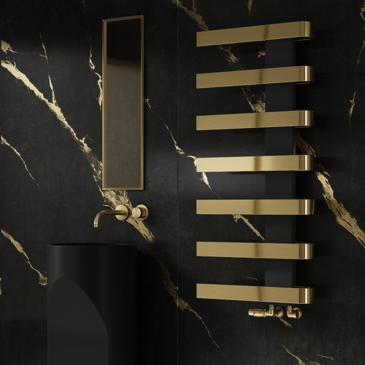 GRADE A1 - Reina Panaro Brass Designer Towel Radiator - 1100 x 500mm