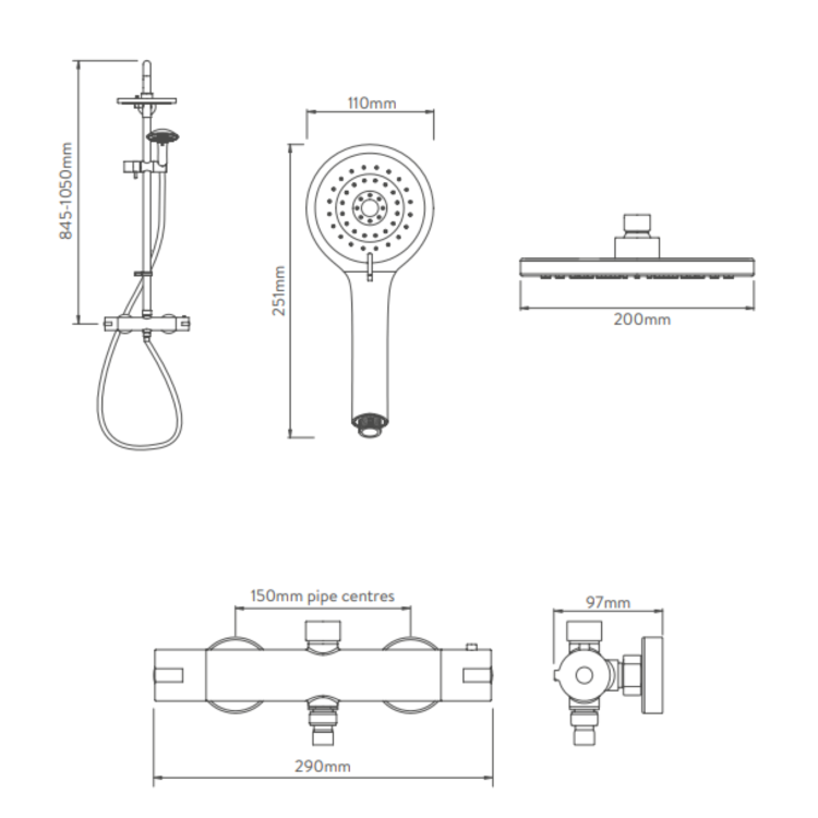 ONLY OPENED - Aqualisa Midas Black Safe Touch Thermostatic Mixer Shower Set