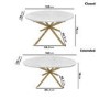 Round to Oval White Marble Effect Extendable Dining Table with Gold Legs - Seats 4 - 6 - Reine