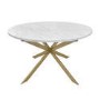 Round to Oval White Marble Effect Extendable Dining Table with Gold Legs - Seats 4-6 - Reine