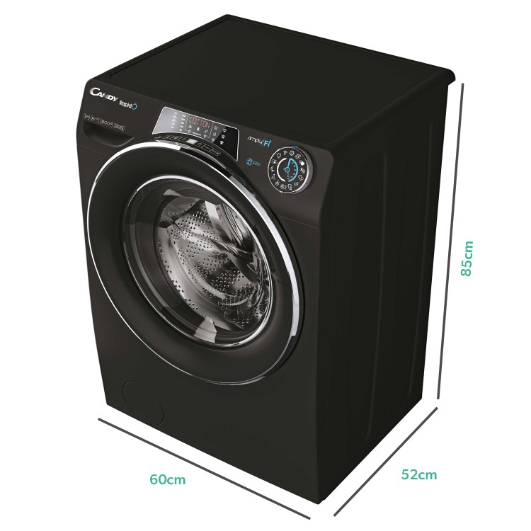 Refurbished Candy Rapido RO1696DWMCEB-80 Freestanding 9KG 1600 Spin Washing Machine Black
