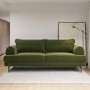 Olive Green Velvet 3 Seater Sofa and Armchair Set - Rosie