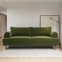 4 Seater Sofa and Armchair Set with Footstool in Green Velvet - Rosie