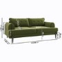 4 Seater Sofa and Armchair Set with Footstool in Green Velvet - Rosie