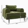 Olive Green Velvet 3 Seater Sofa and Armchair Set - Rosie