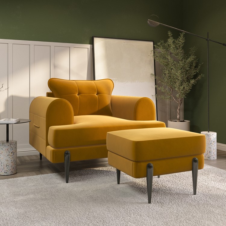 Mustard Velvet Armchair - Rosie