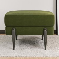 Small Olive Green Velvet Footstool - Rosie Small Olive Green Velvet Footstool - Rosie