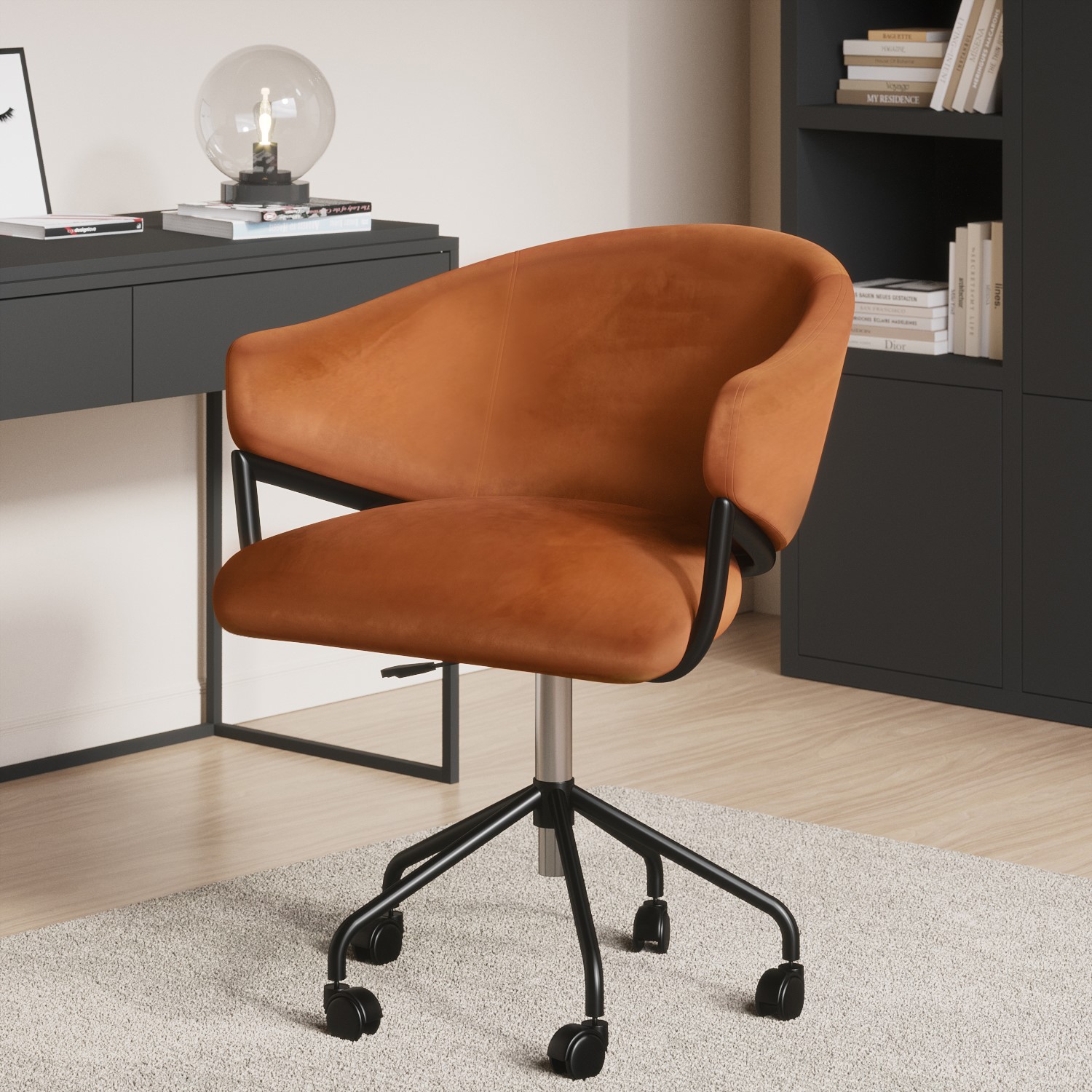 Orange velvet office chair cheap