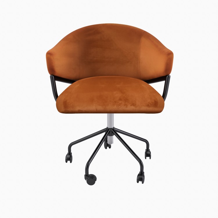 Orange Velvet Swivel Office Chair - Ronnie