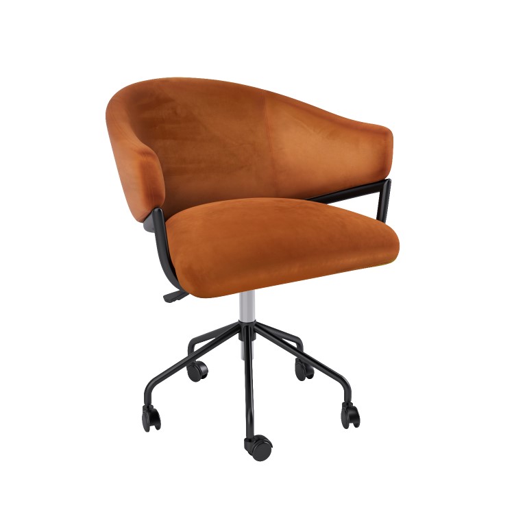 Orange Velvet Swivel Office Chair - Ronnie