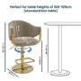Beige Velvet Adjustable Swivel Bar Stool with Gold Base - Ronnie