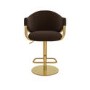 Set of 4 Brown Velvet Adjustable Swivel Bar Stools with Gold Base - Ronnie